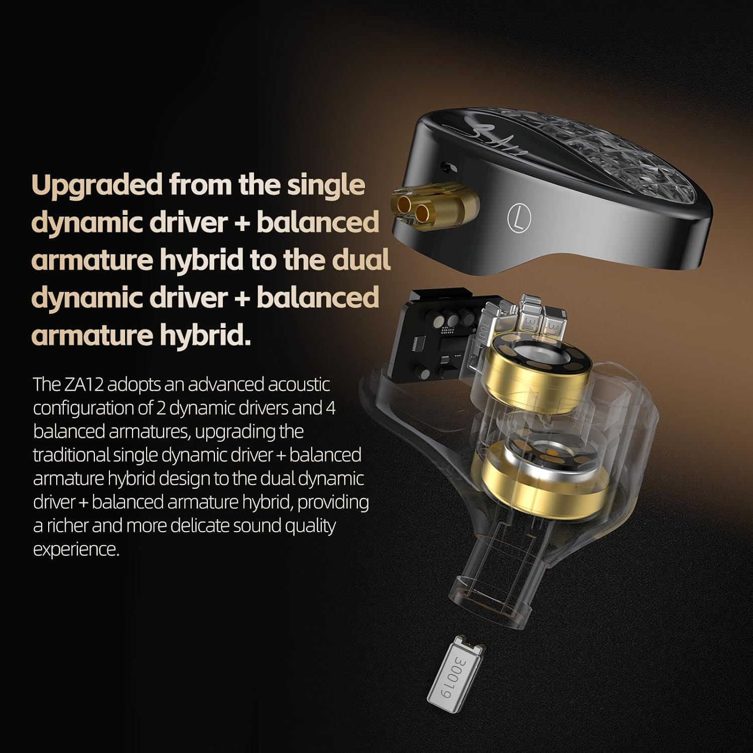 KINBOOFI KZ ZA12 Wired Earphones, 2DD and 4BA Hybrid IEM Earphones, Strong Bass in Ear Headphones, Stereo Sound Earbuds with 3.5Mm Jack, Noise Isolating Headset, High Sensitivity in Ear Monitors image number 2