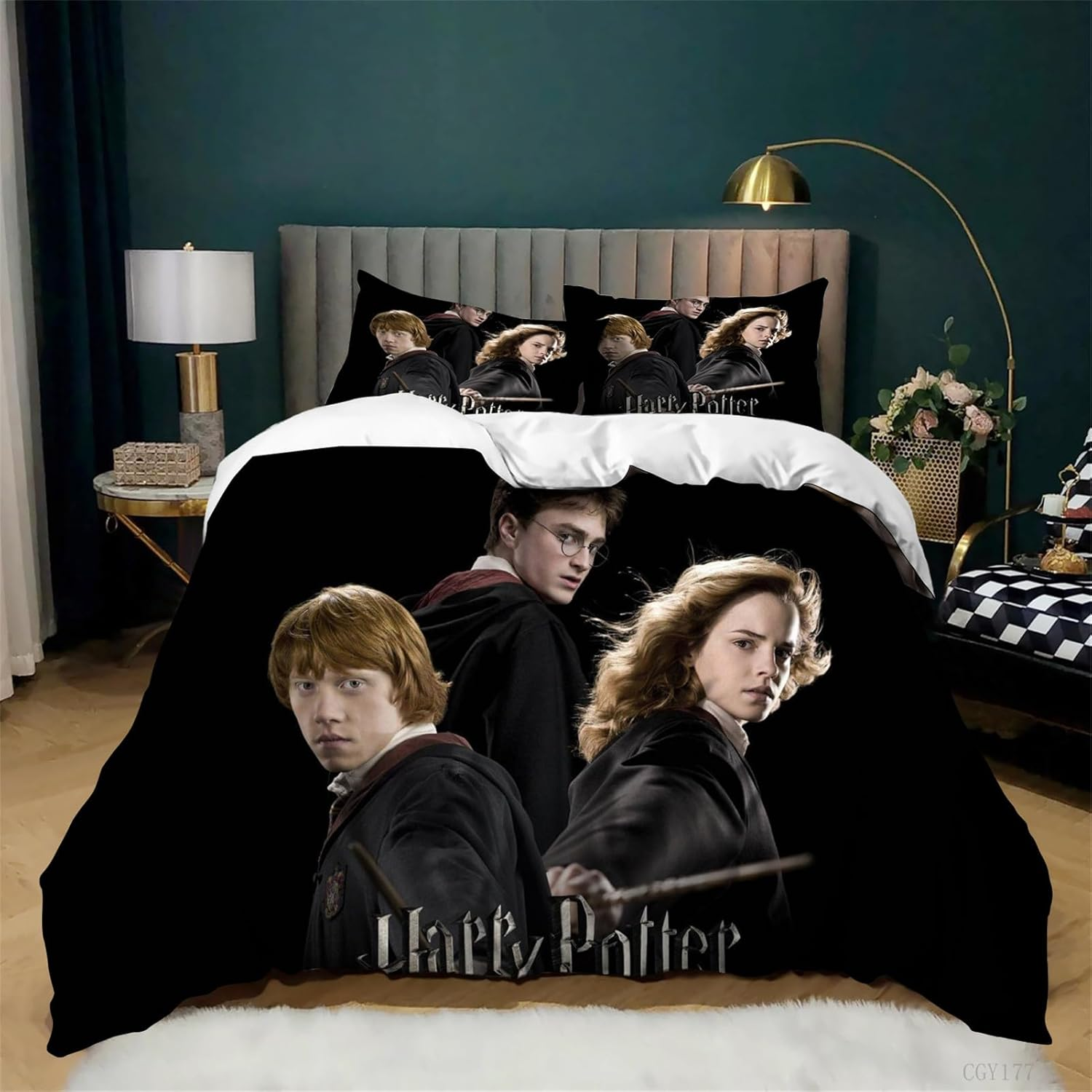 Harry Potter Duvet Cover Set Soft Comfortable Bedding Set 3 Pieces Lightweight Quilt Cover with Zipper Closure Bedroom Decor