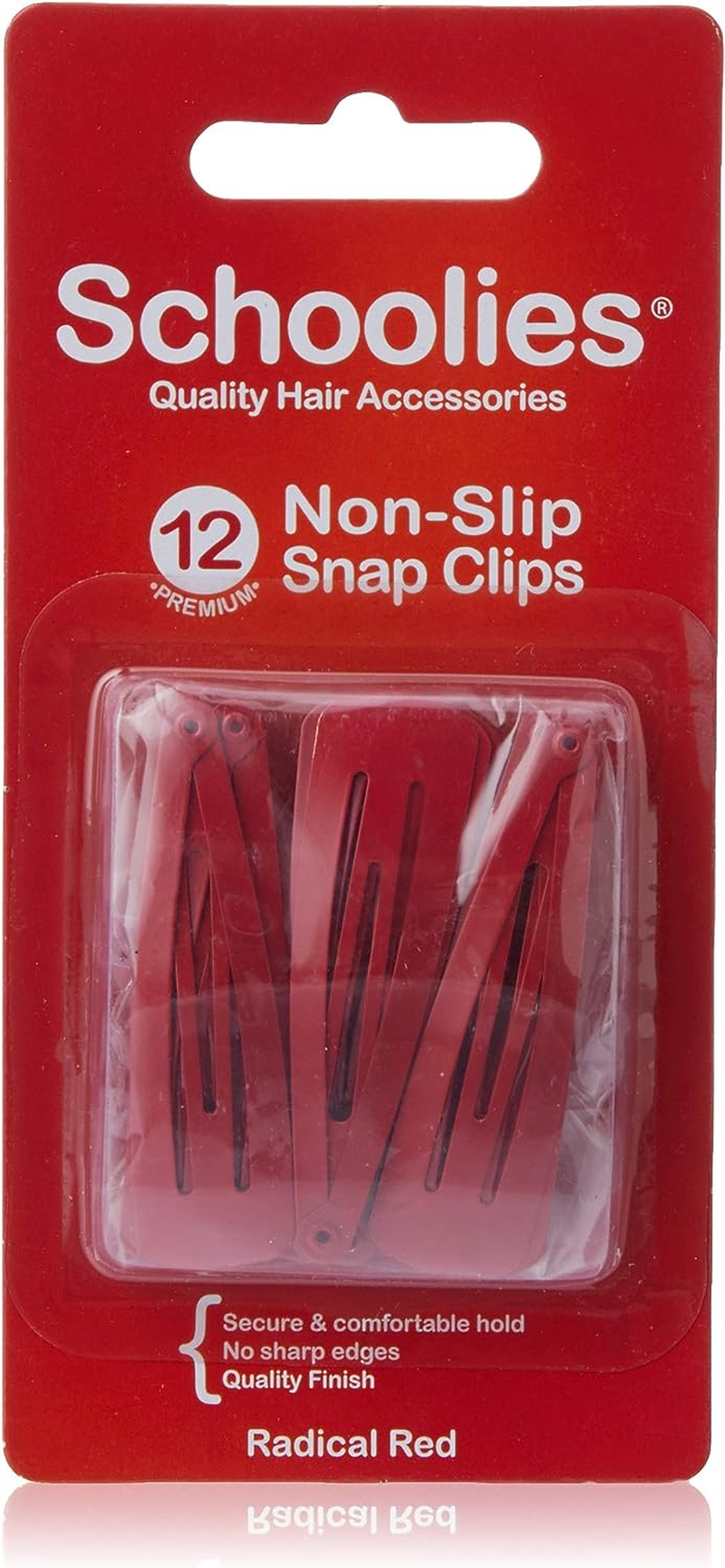 Schoolies Hair Accessories Non Slip Snap Clips 12 Pieces, Radical Red