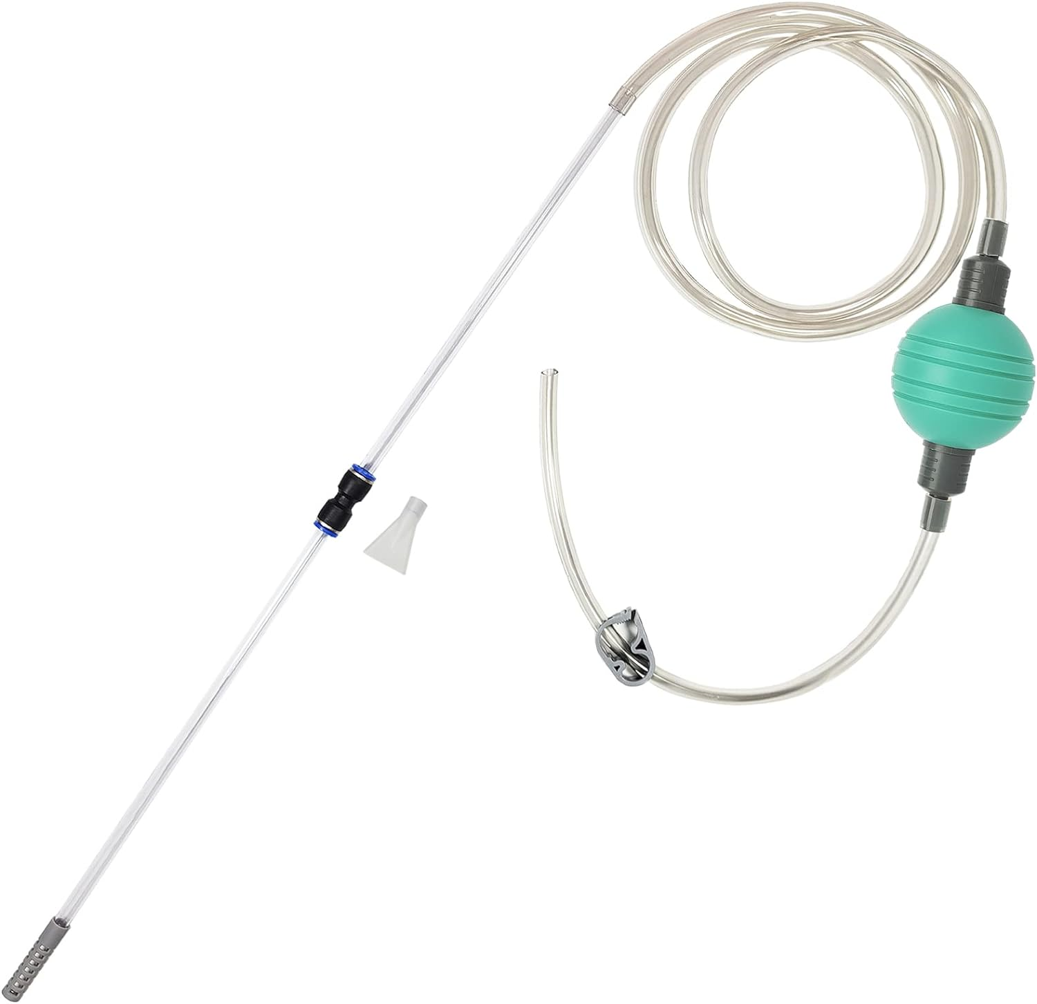 10 Gallon Fish Tank Cleaner and Aquarium Water Changer Siphon with a Thinner Water Tubing. Perfect for Cleaning Small Fish Tanks, Gravel Vacuum for Aquarium Kit (Grey)