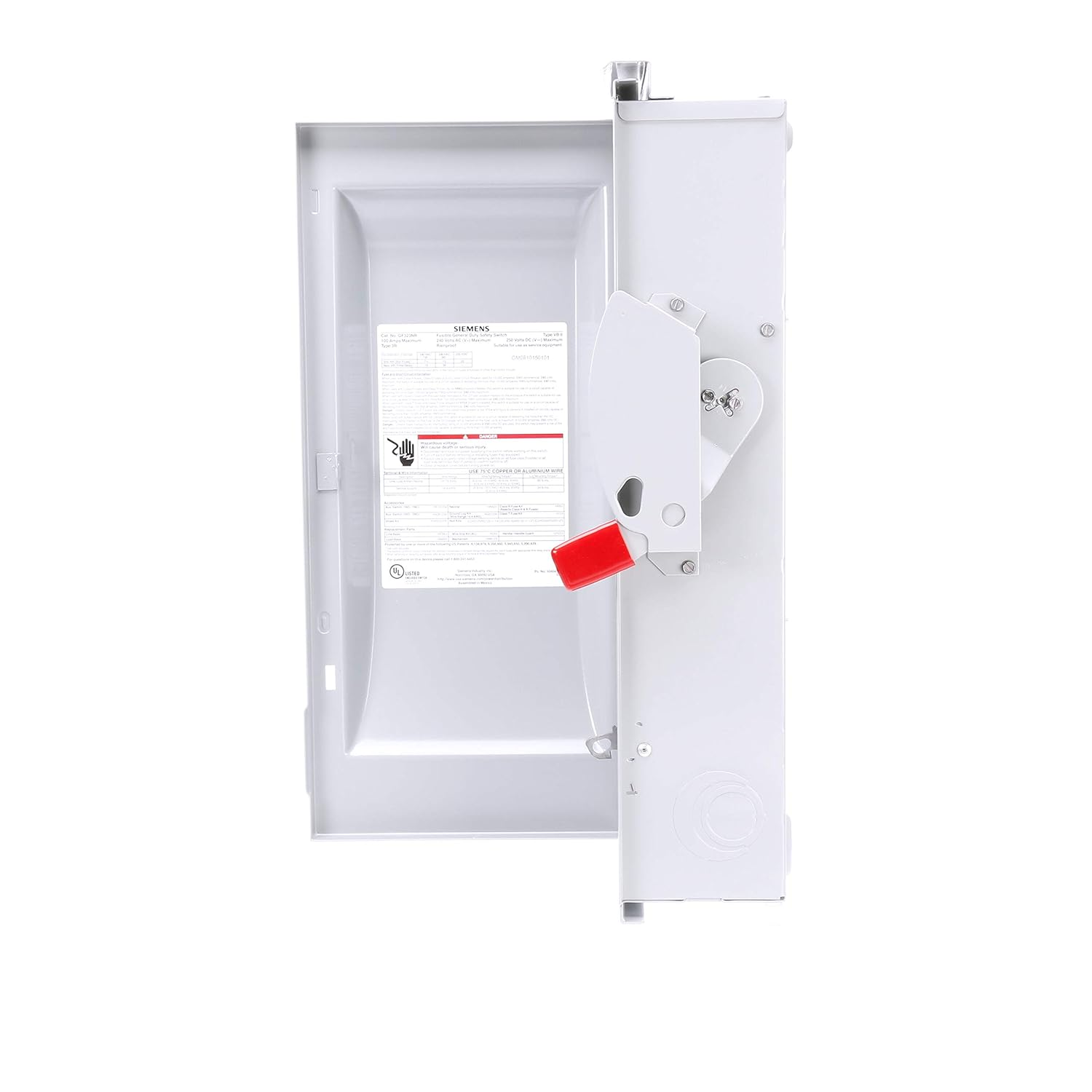 Siemens GF323NR 100 Amp 3 Pole 240-Volt 4 Wire Fused General Duty Outdoor Rated image number 2