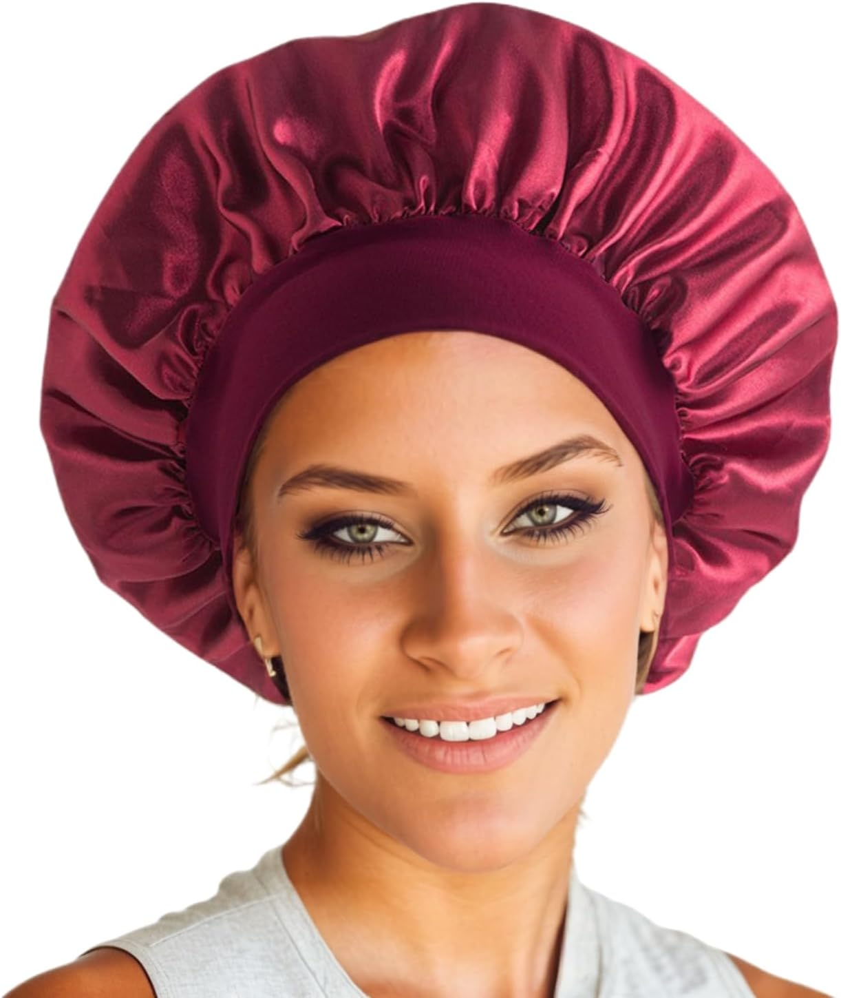 Silk Hair Bonnet for Sleeping, Double Layer Slip Silk Bonnet for Curly Hair, Breathable & Secure Fit