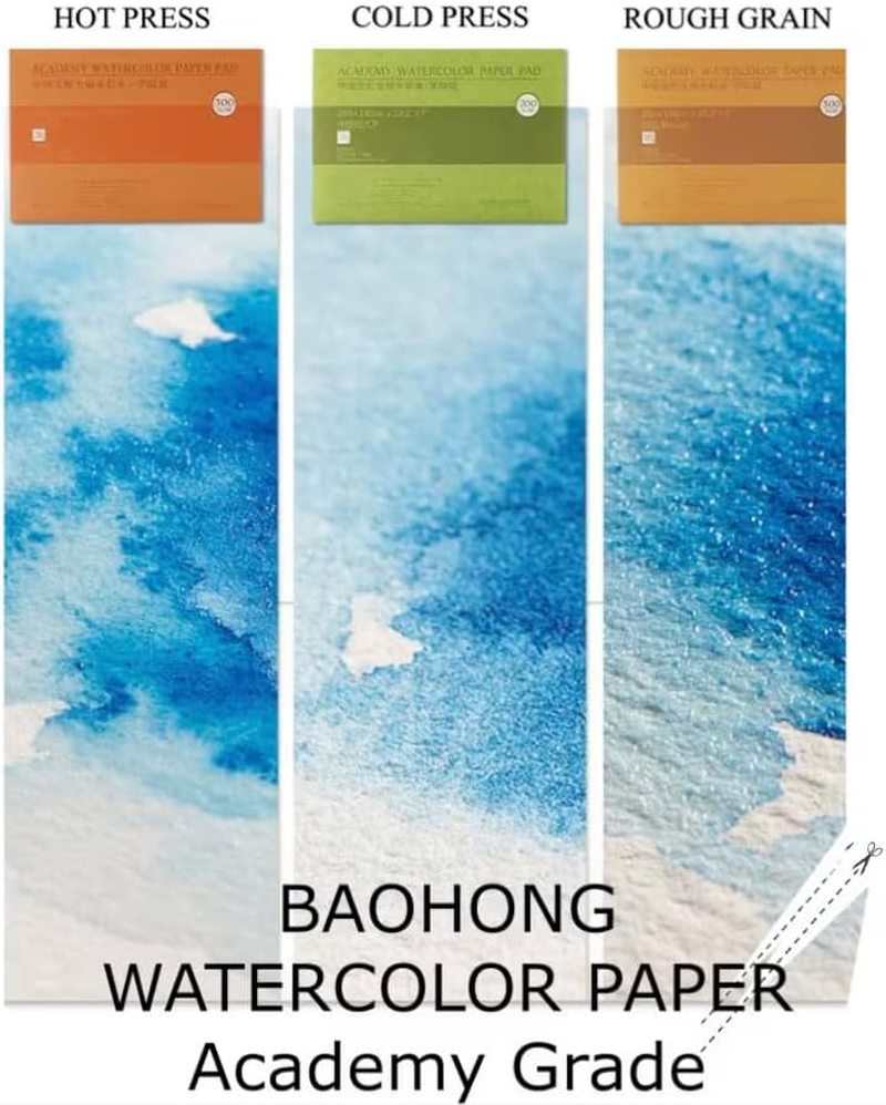 2 Pack Watercolor Paper Block, Academy Grade Watercolor Block, 100% Cotton, Acid-Free, 140LB/300GSM, Cold Press Textured, 20 Sheets per Block (Cold Press 180X125Mm) image number 1