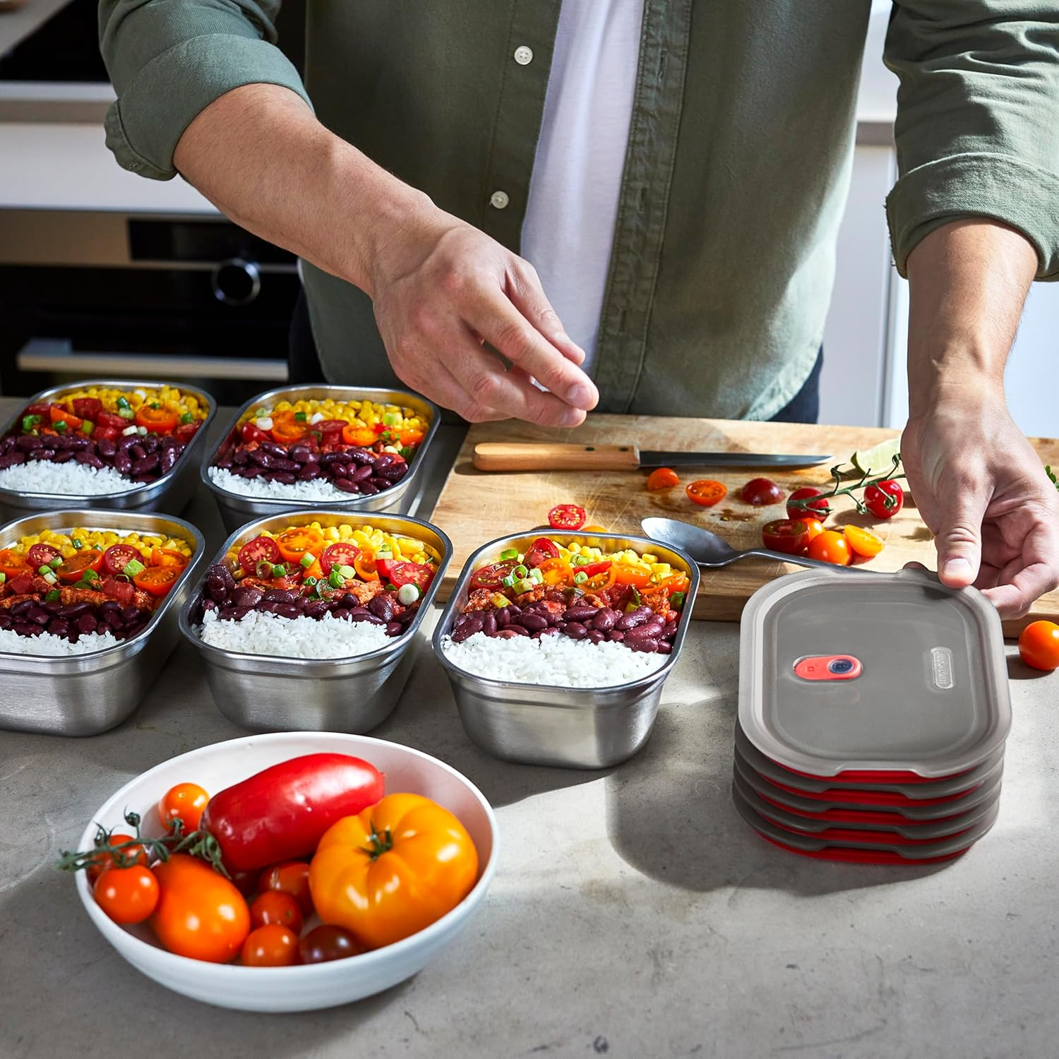 BLACK + BLUM Lunch Bowl Set - Reusable Meal Prep Containers for Picnic & Camping - Microwavable Stainless Steel Lunch Dinner Food Storage Box with Leak Proof Lid - Dishwasher Oven Safe - Small 22Oz image number 2