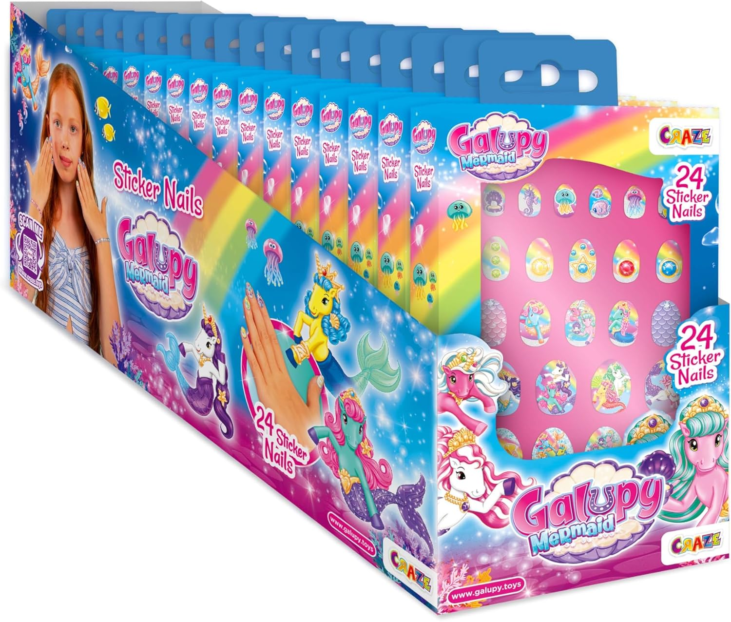 CRAZE 18 Packs of Galupy Unicorn Girls' False Nails for Girls, 24 Press-On Artificial Nail Tips, Durable, Long-Lasting, Easy Apply, Reusable DIY Acrylic Nail Extension Tips image number 4