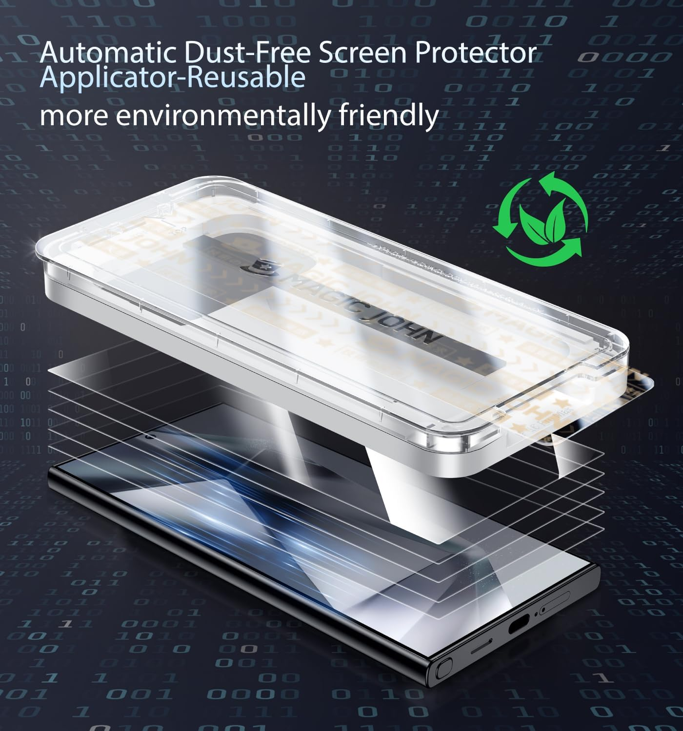 MAGIC JOHN 3Rd Gen Upgraded for Samsung Galaxy S24 Ultra Screen Protector 6.8 Inch, HD Clear, Shatterproof Tempered Film, Auto Dust-Elimination, Bubble Free, Easy Installation, 2 Pack image number 6