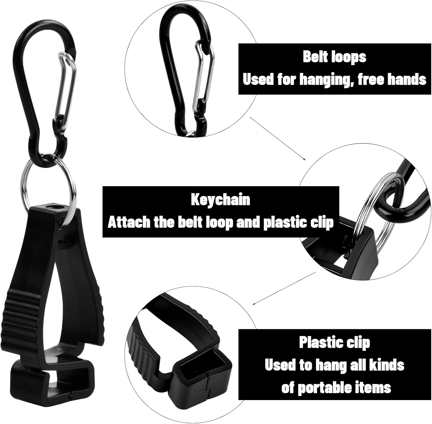 Work Glove Clip 4 Pcs Glove Clip Holder Glove Clamp Grabber Holder Labor Work Clamp Multifunctional Anti-Lost Glove Clip for Work Gloves Glasses Helmets Hanger (Black) image number 5