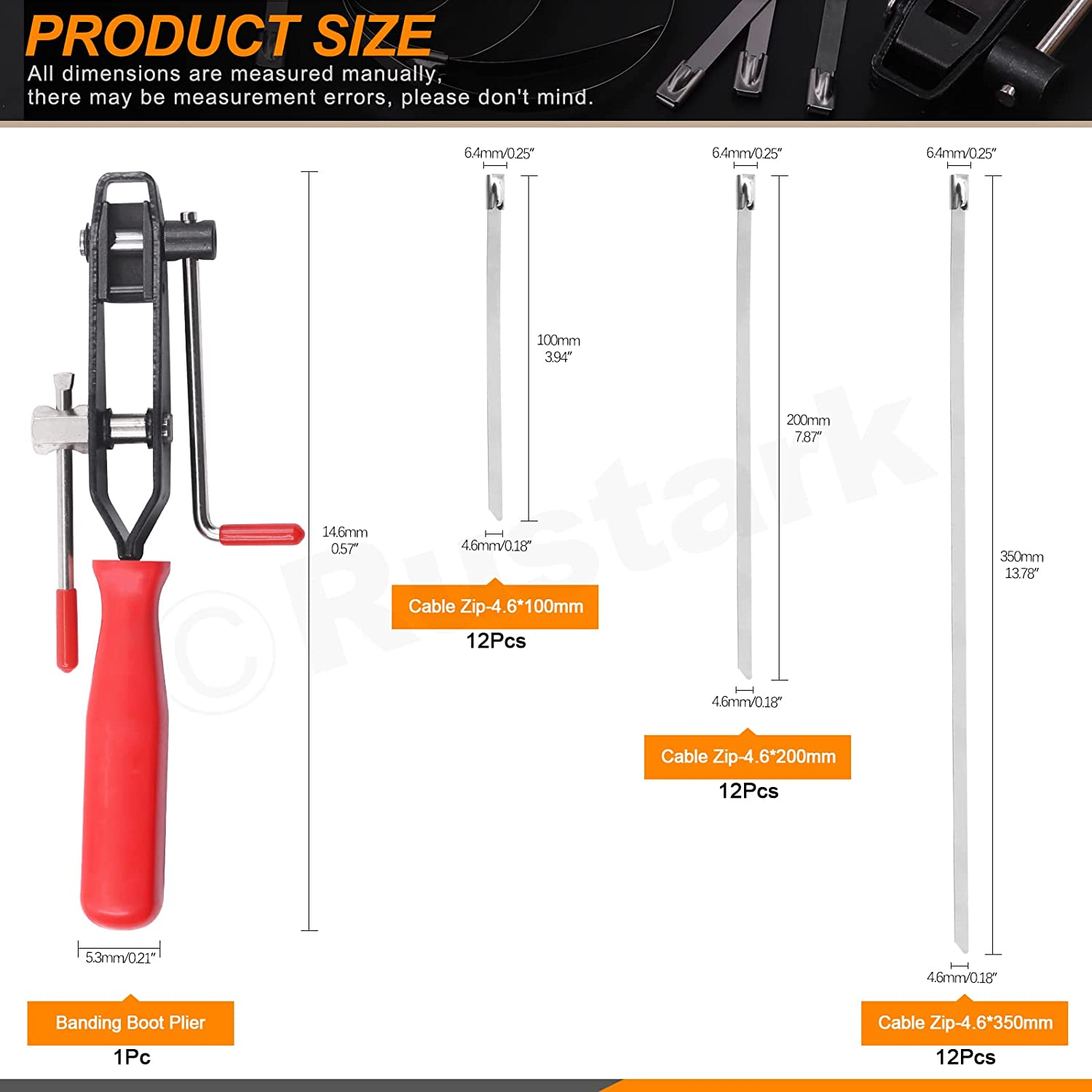 37Pcs 4" 8" 14" Automotive CV Joint Boot Clamp Pliers with 304 Stainless Steel CV Joint Boot Band Clamps Adjustable Assortment Kit Axle Clamp Tool for Auto, ATV