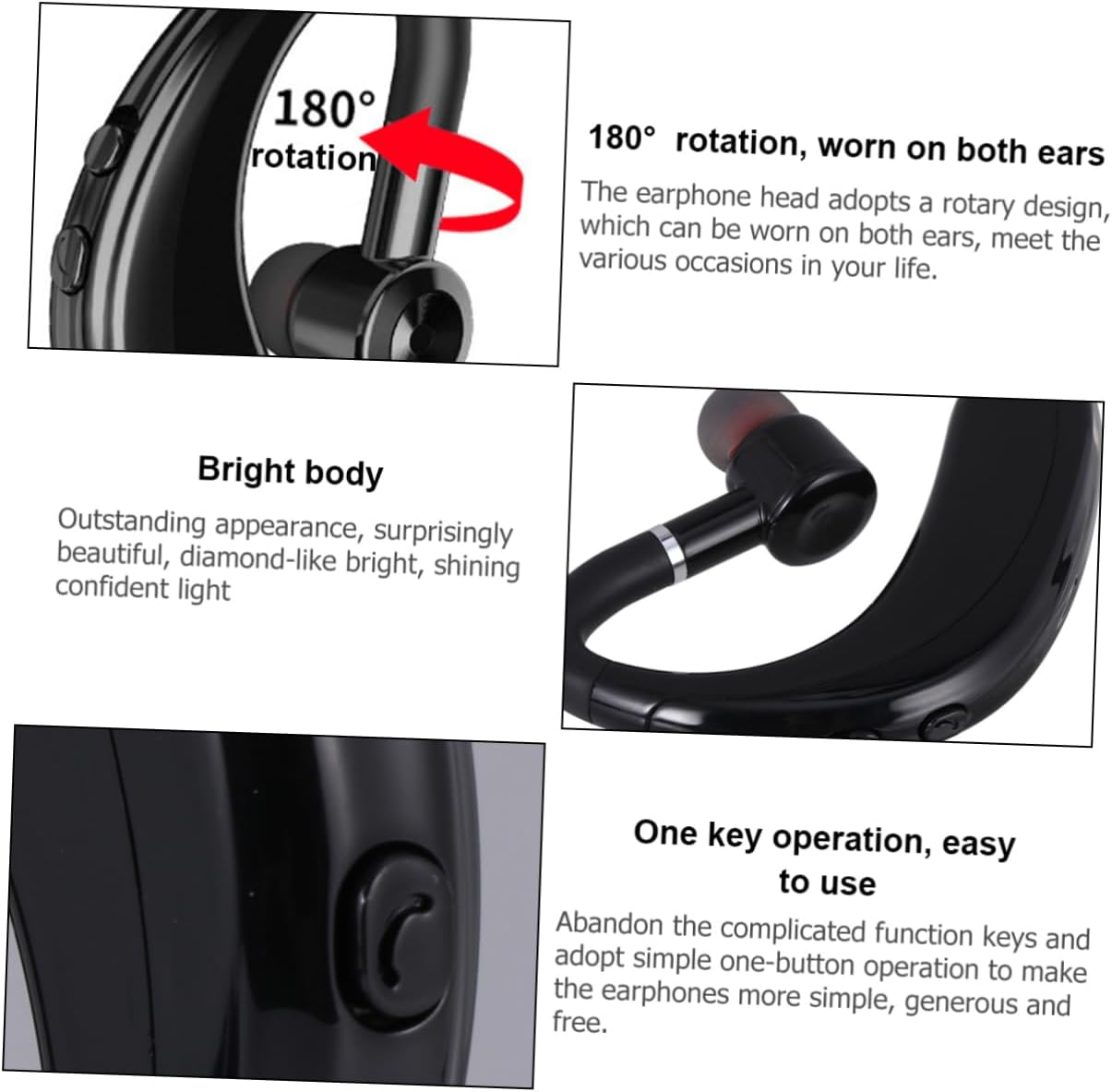 Uonlytech Wireless Wireless Technology Earphone S109 -Side Earpiece with Long Battery Life, TWS Hands-Free Headset for Driving and Workout, Black image number 6