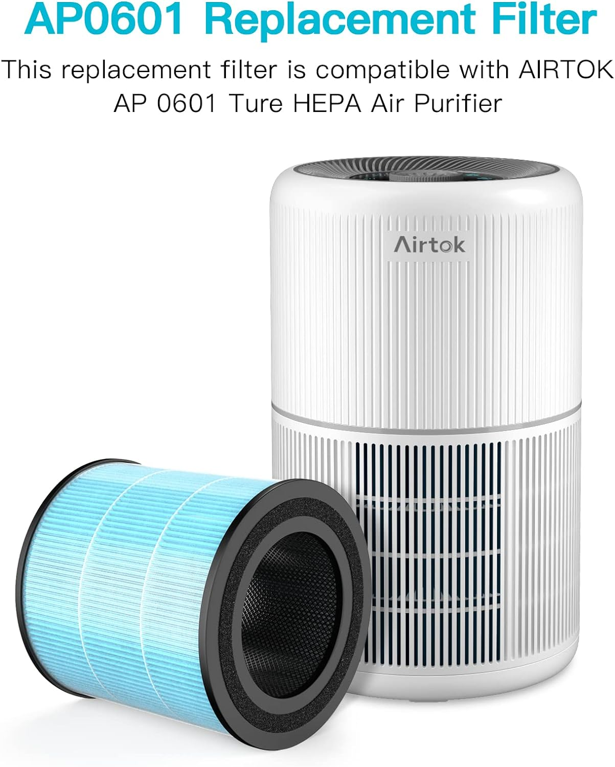 AIRTOK Air Purifier AP 0601 Replacement Filters 2-Pack, H13 True HEPA Filter, Activated Carbon Filter and More,2022 Upgrade image number 2