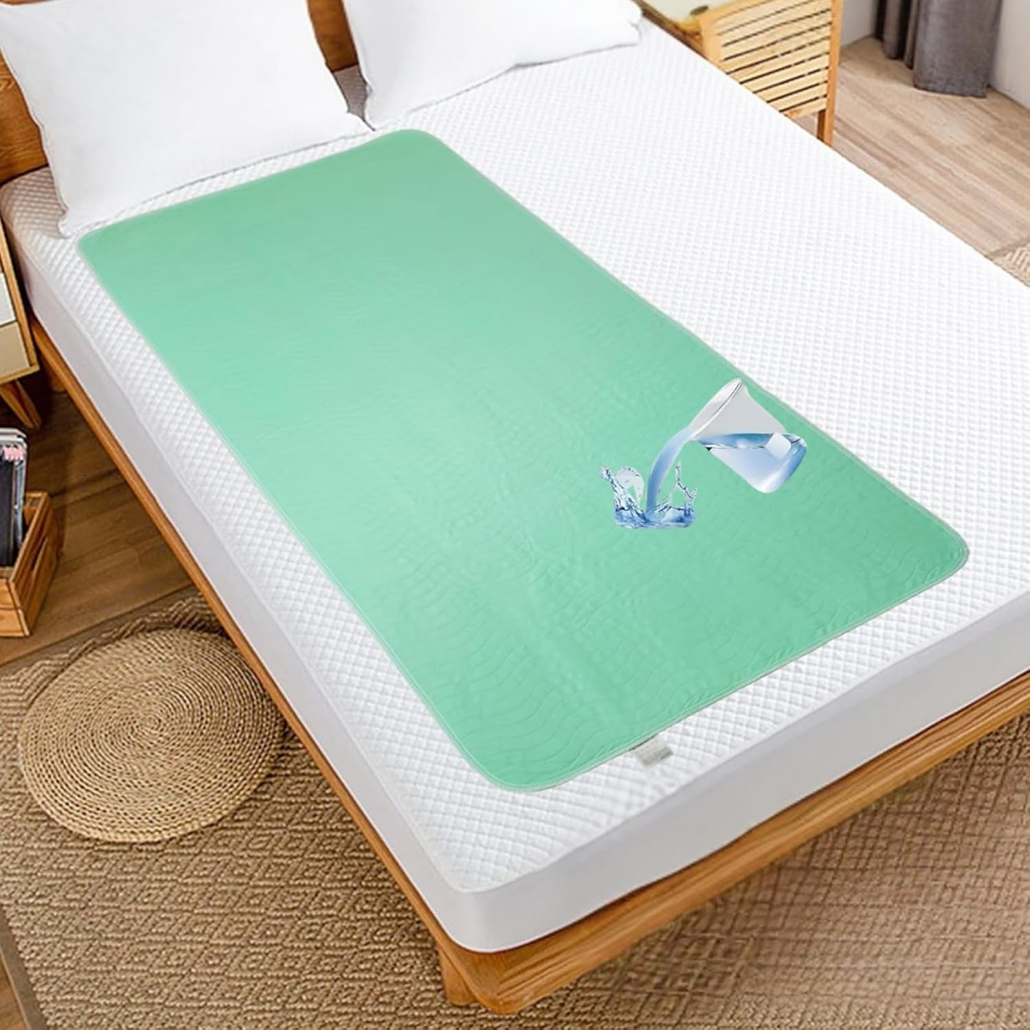 Washable Underpads 86 X 91 CM (2 Pack), JOMWEN Heavy Absorbency Reusable Incontinence Bed Pads for Adults, Kids, Elderly and Pets, Absorbent Protective Pads for Bed, Couch, Floor (Blue, 34" X 36") image number 3