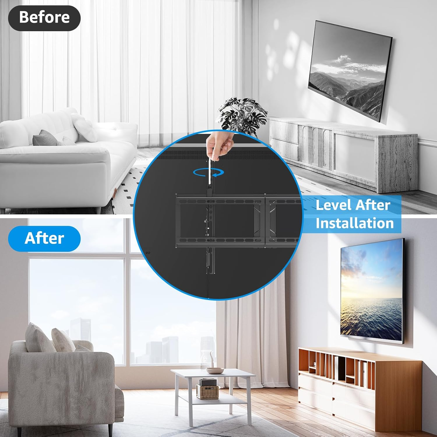 MOUNTUP TV Wall Mount Tilting for Most 37-84 Inch Tvs, TV Mount with Level Adjustment Low Profile Space Saving Tilt Wall Mount TV Bracket, Fits 16", 18", 24" Studs,Max VESA 600X400Mm image number 4