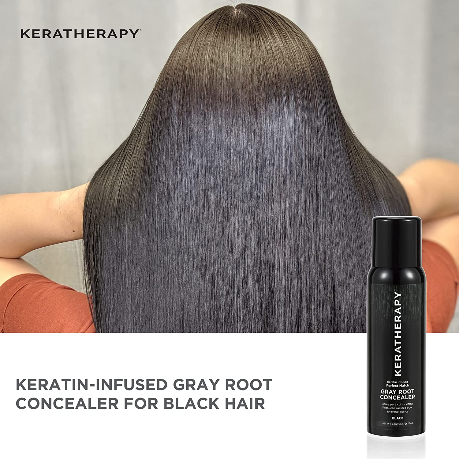 Keratherapy Gray Root Concealer Spray for Black Hair 118 Ml image number 1