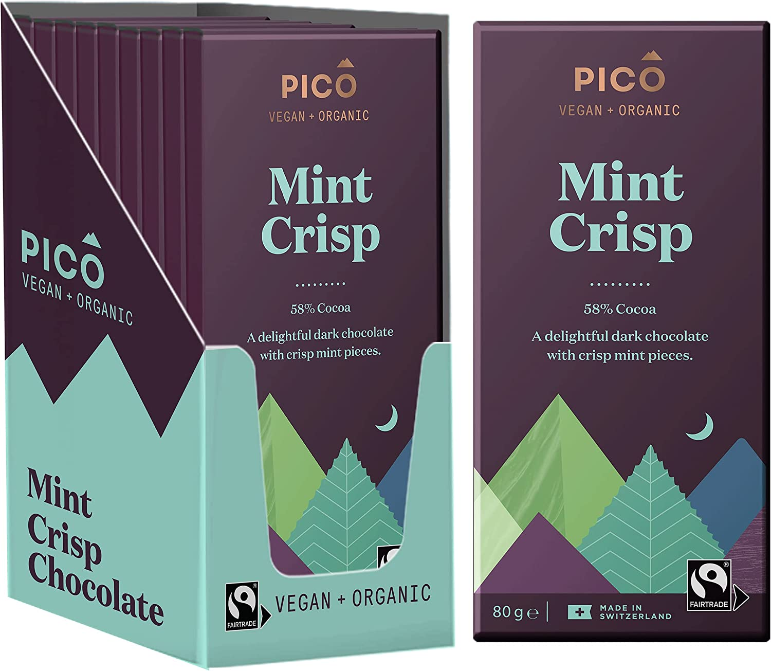 Pico Chocolate, Organic Hazelnut Milk - 10 Pack X 80G Blocks image number 3