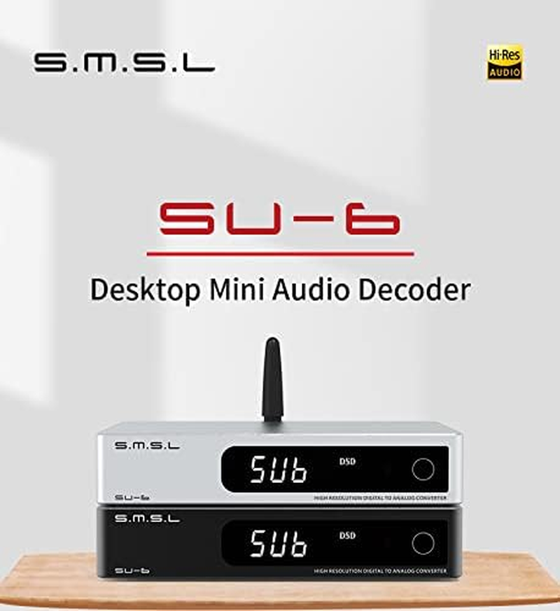 S.M.S.L SU-6 DAC ES9038Q2M XMOS DSD Pcm768Khz/32Bit Bluetooth 5.0 LDAC USB Decoder (Black) image number 2