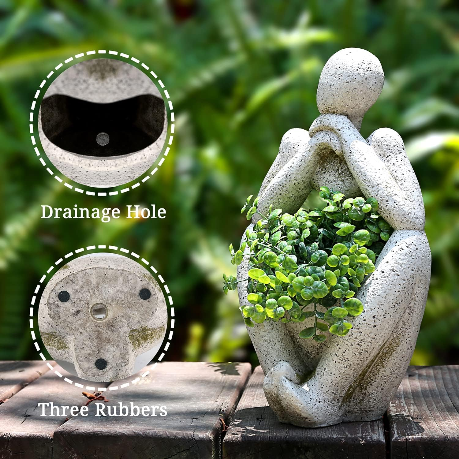 Large Planters for Outdoor Indoor Plants Head Face Planter Pot Unique Succulent Planters Flower Vase with Drainage Hole Thinker - Woman image number 7