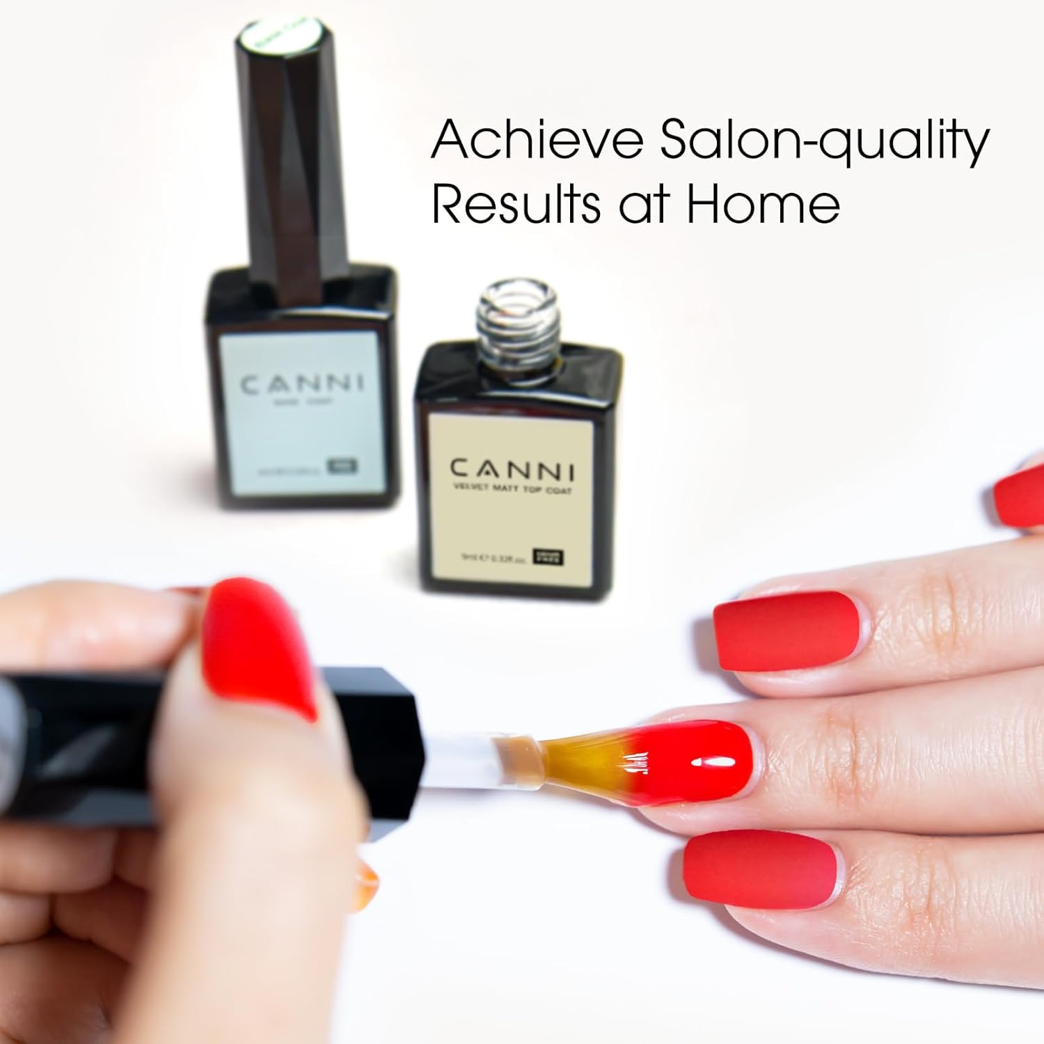 CANNI 2 Pcs 9Ml Gel Base Top Coat Gel Polish Set - Shine Finish and Long Lasting, Soak off LED Nail Lamp Base Top Coat DIY Nail Salon Manicure Gifts for Women image number 1