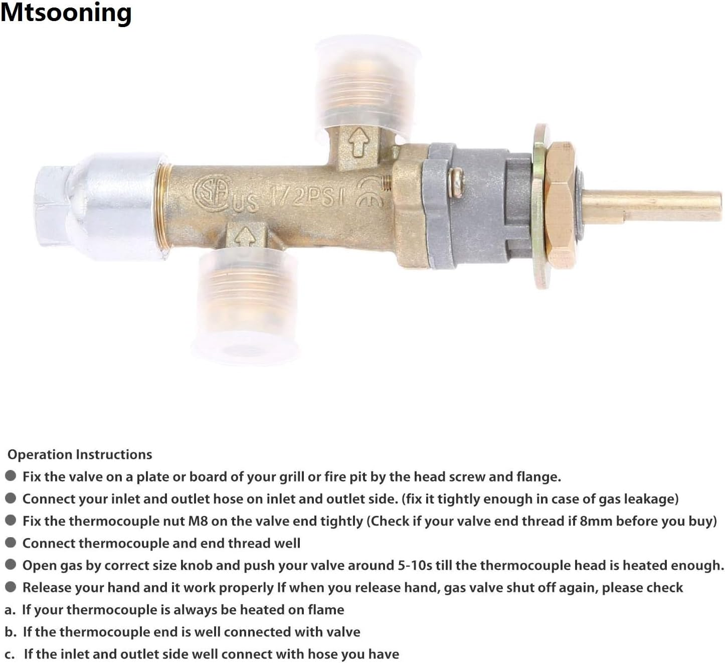 Mtsooning Low Pressure LPG Propane Gas Fireplace Fire Pit Flame Failure Safety Control Valve Kit, Propane Fire with 3/8" Flare Inlet & Outlet, Fits for Gas Grill, Heater, Fire Pit image number 1