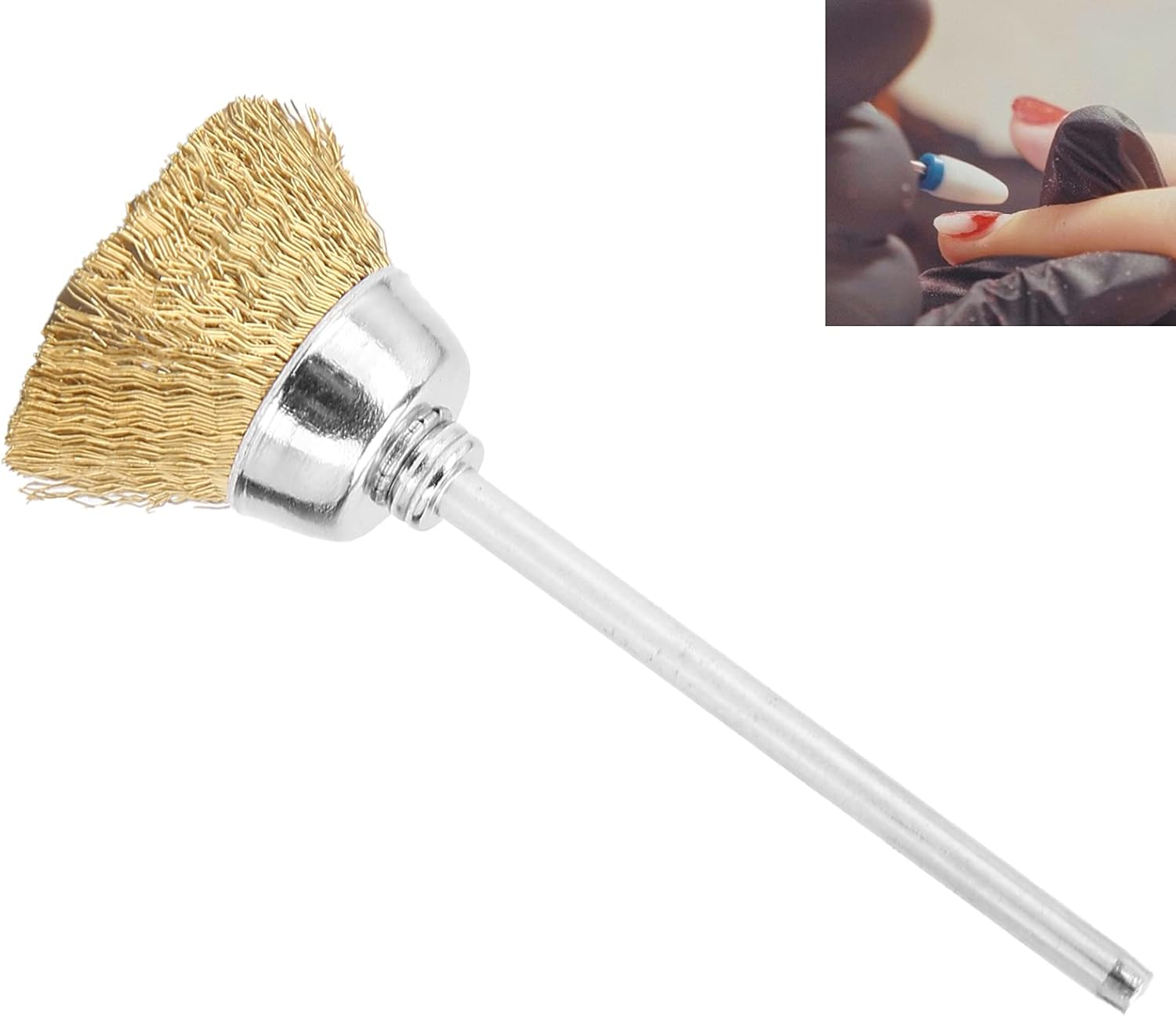 Nail Drill Cleaning Brush, Nail Drill Cleane Portable Manicure Tool Wear-Resistant Durable for Home Use and Nail Salon (Golden Copper Wire Brush) image number 1
