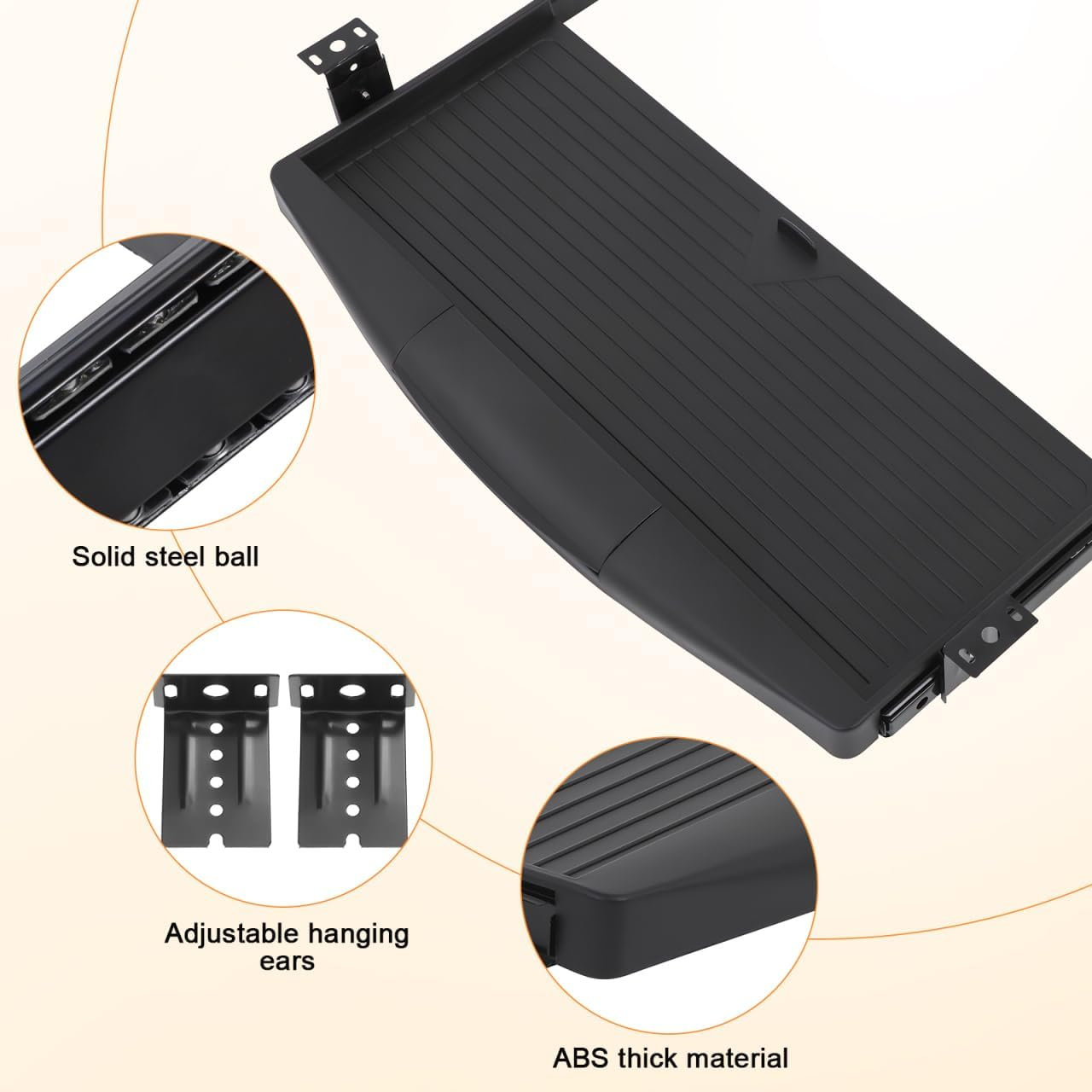 TEHAUX Keyboard Tray under Desk, Keyboard Drawer Slide Out Computer Drawer with Guide Rails - Pull Out Platform for Office Gaming 20 X 9 Inch image number 2