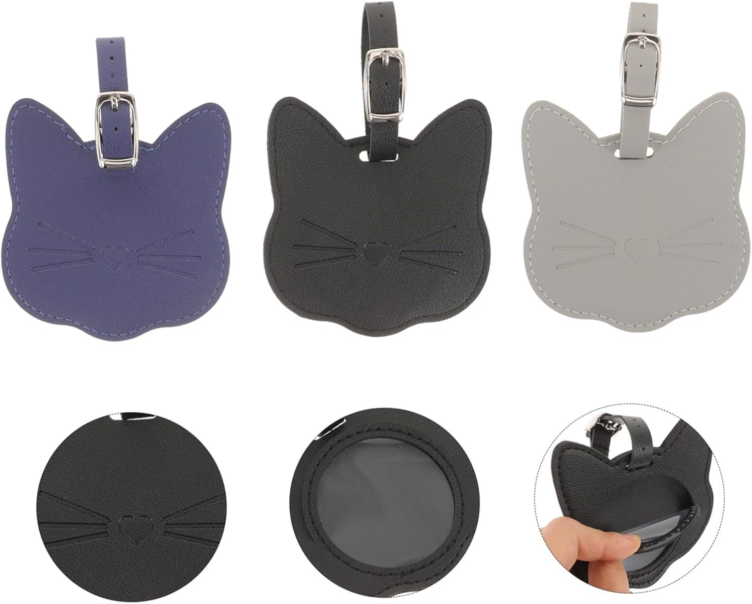 COLLBATH 3Pcs Luggage Tags Travel Suitcase Baggage Hanging Tag Id Leather Travel Accessory image number 3