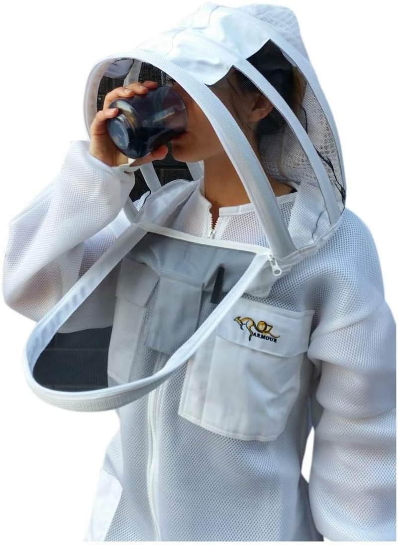 Beekeeping Suit Aerated Light Weight with 2 Hoods Fencing & round Brim Hat (3XL) image number 2