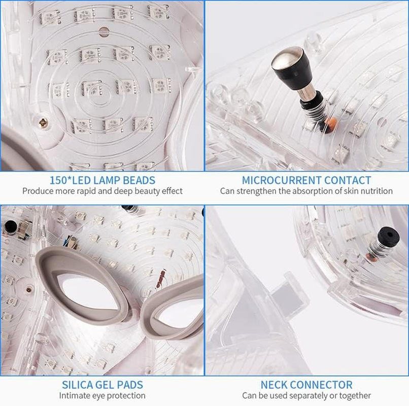 Led Face Mask with Neck - 7 Color Photon Blue Red Light Maintenance Skin Rejuvenation Facial Skin Care Mask Maintenance for Healthy Skin Rejuvenation | Home Light Maintenance Facial Care Mask image number 4