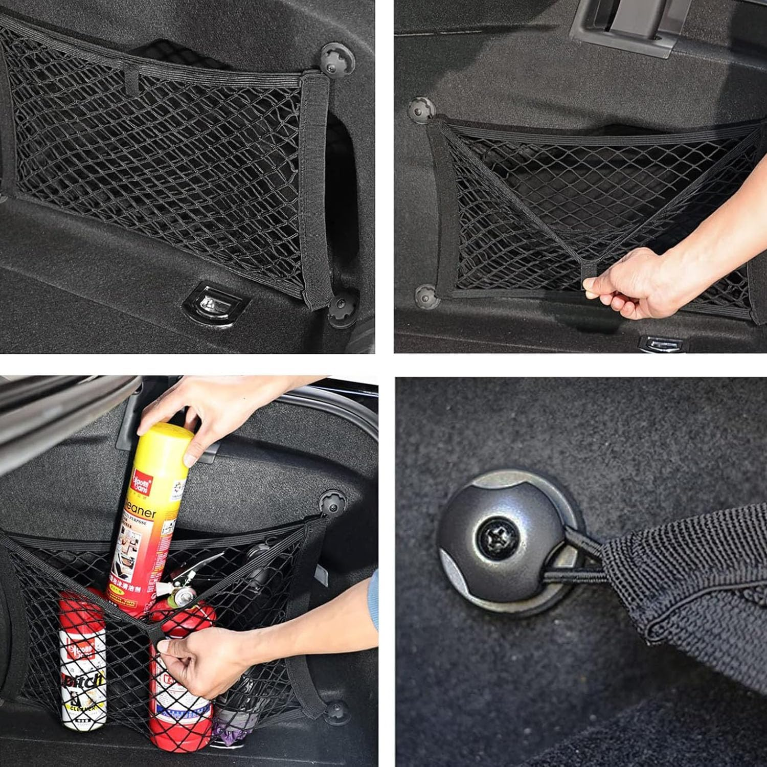 2 Pack Large Cargo Net for Trunk, Storage Mesh Net for Trunk RV Boats Home Storage Stretchable Mesh Pocket Net with 8 Mounting Screws and Hooks (18 X 9.8 Inches) image number 6