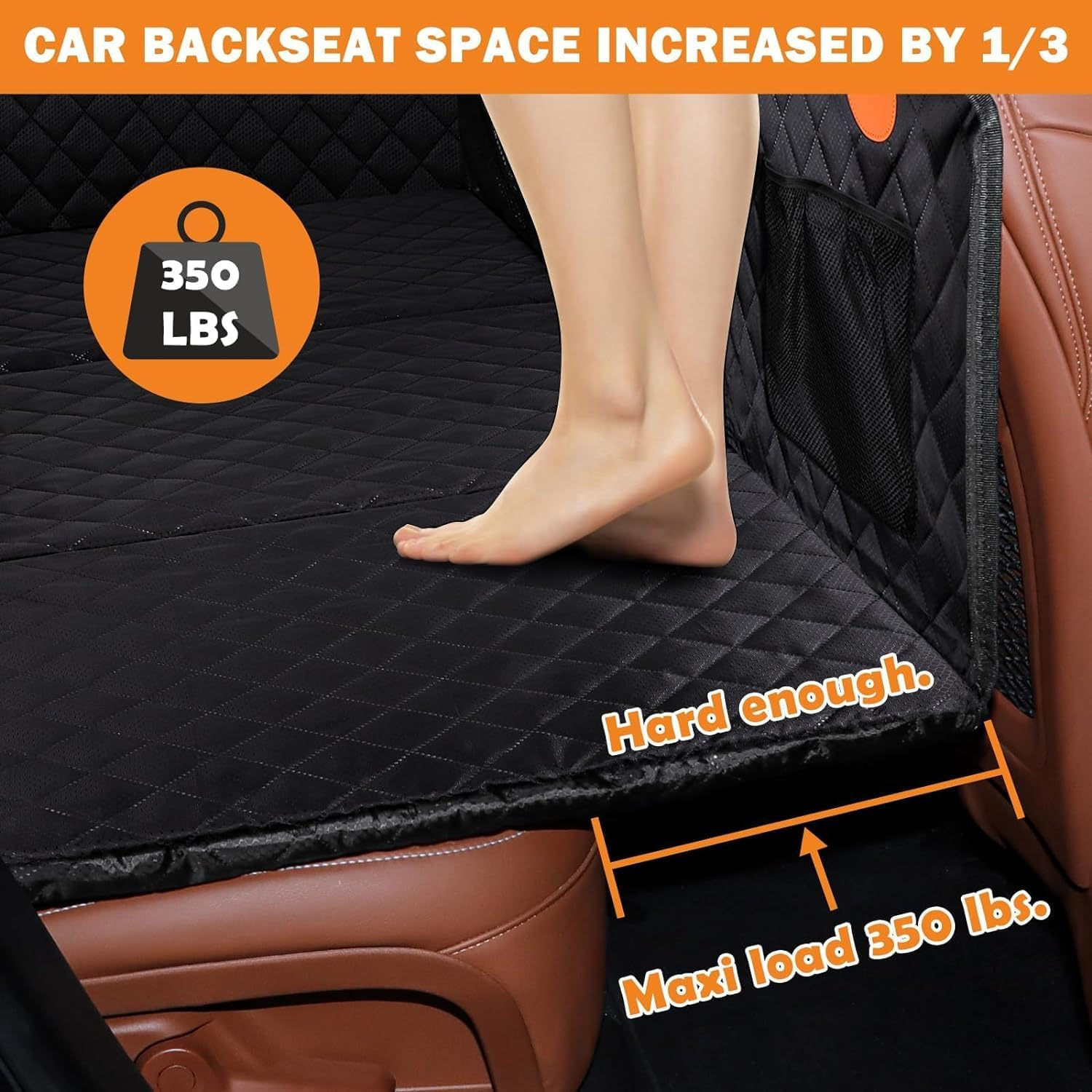 Hard Bottom Back Seat Extender for Dog Travel Accessories - Waterproof Dog Car Seat Cover for Back Seat Car SUV Truck, Non Inflatable Car Bed,Foldable Seat Covers for Dog Hard Bottom Hammock image number 5