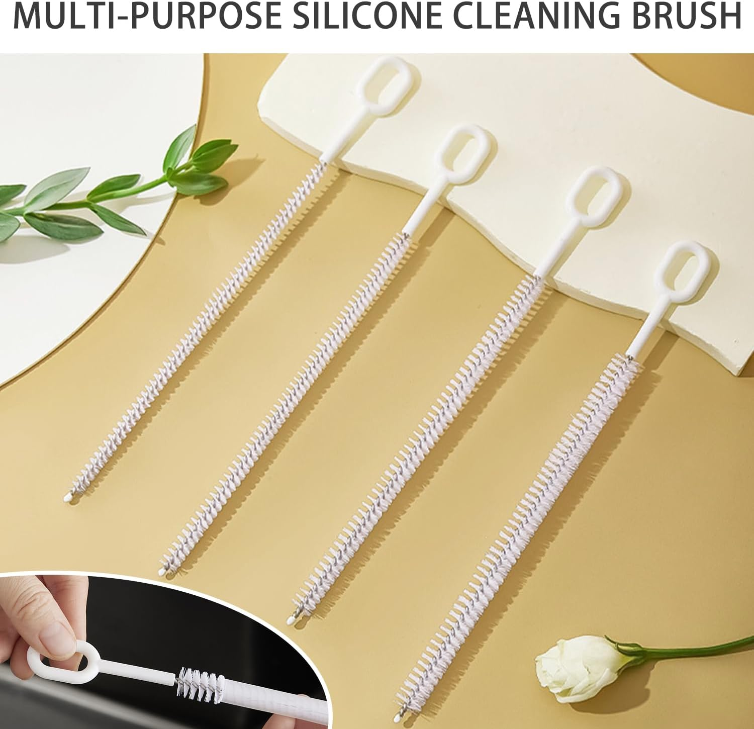SYEYCW Straw Cleaning Brush Set Extra Long Straws Cleaning Tool 6Mm 8Mm 10Mm 12Mm Reusable Straw Brush for Straws Bendable Crevice Tool for Water Bottles image number 3