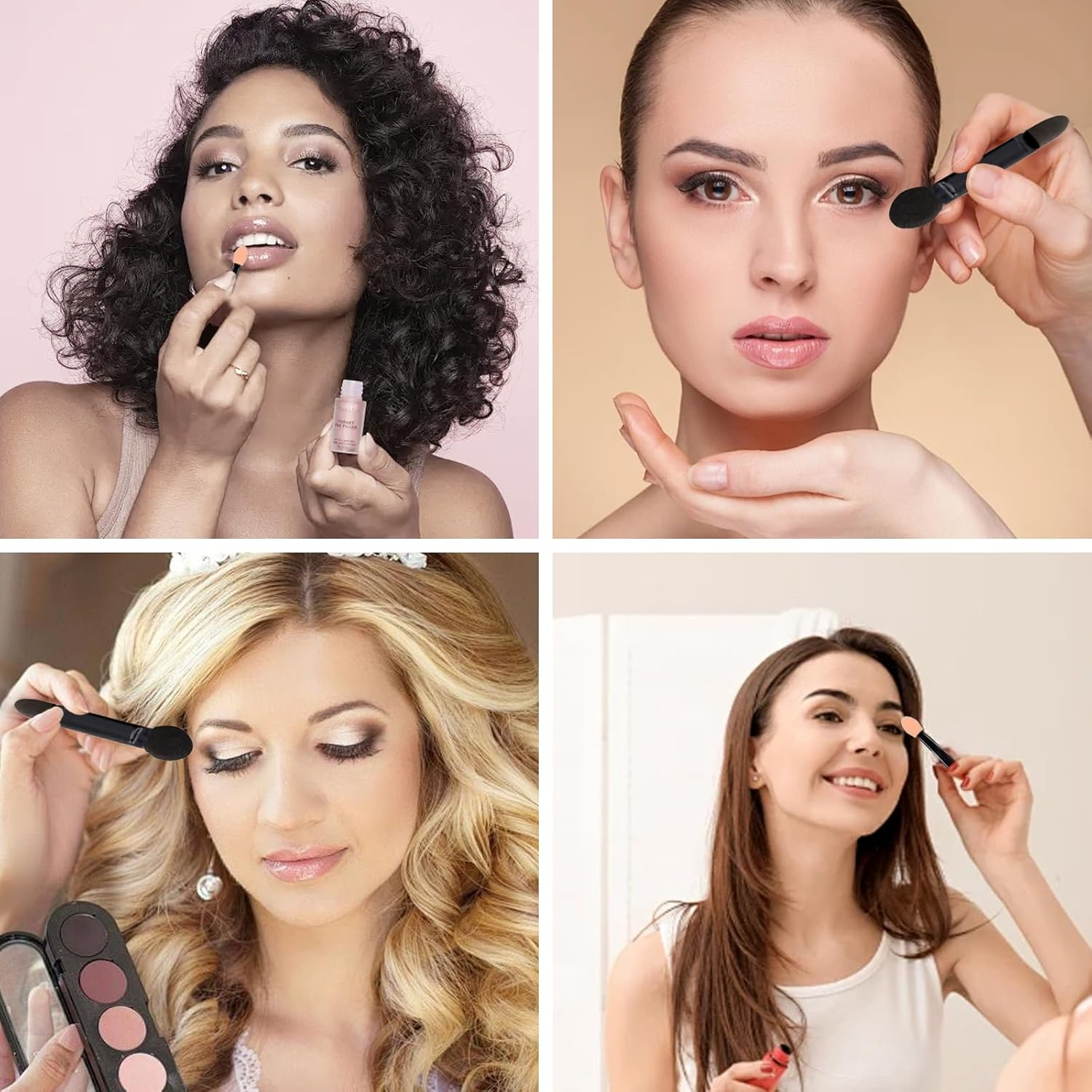 Alriedy Eyeshadow Applicator & Brush Set, 5.5 Cm Double Head Eyeshadow Brush, Double-Sided Eyeshadow Sponge Makeup Applicator, Travel and Studio, Eyeshadow Applicator with Latex Sponge, Pack of 100 image number 2