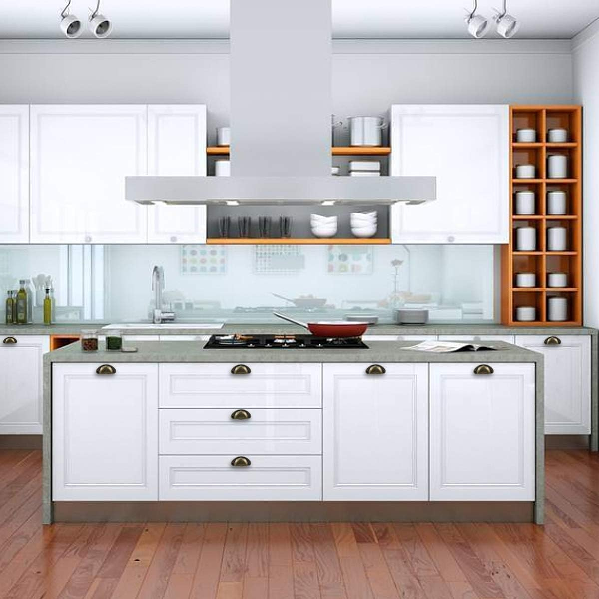 Fokmuaex 12Pcs Semi-Circular Hampton Style Shell-Designed Drawer Knobs - Easy to Install Furniture Hardware for Cabinets, Drawer Pulls & DIY Replacement Accessories image number 3