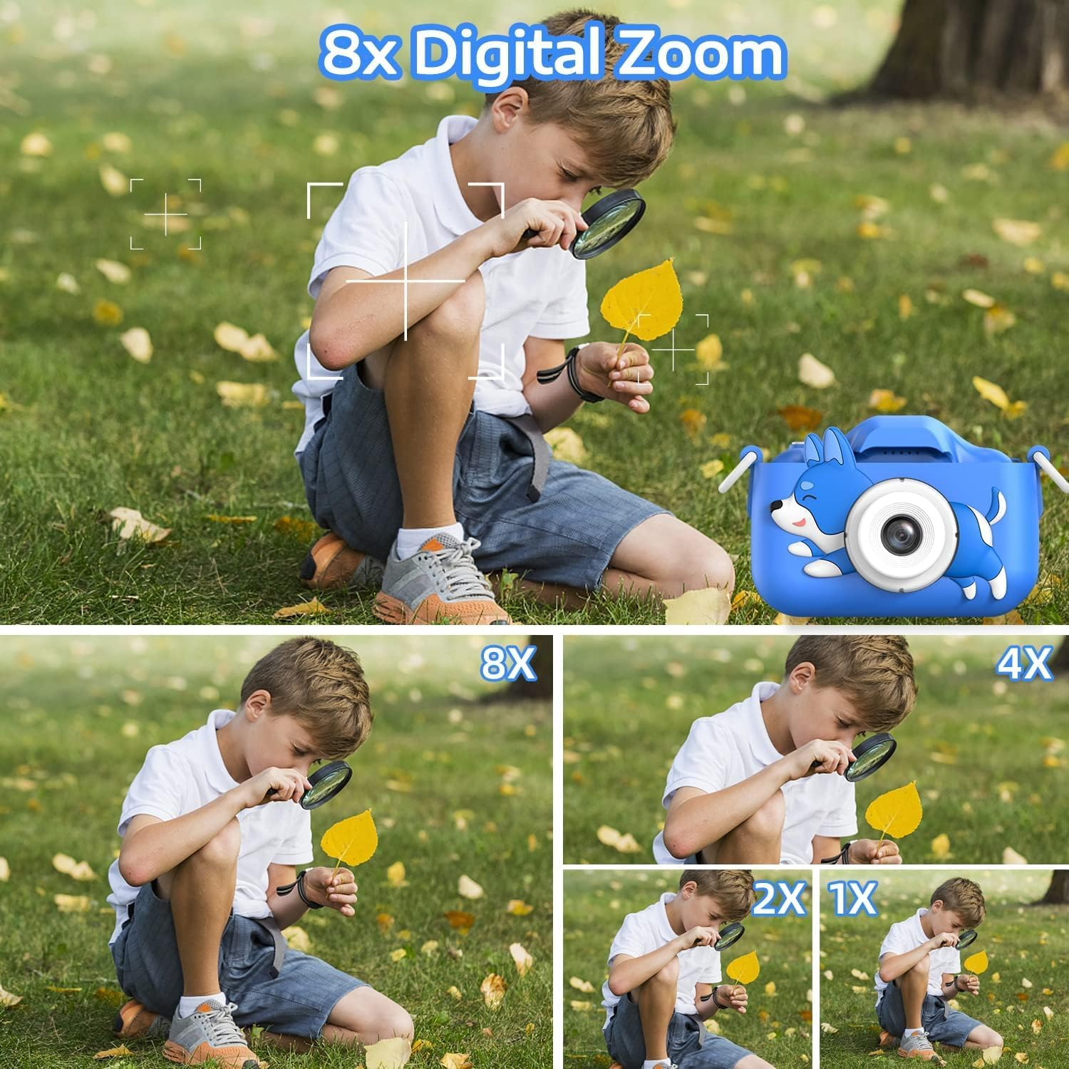 ZONEY Kids Camera Toy for 3 4 5 6 7 8 9 10 11 12 Years Old Boys Girls, Children Digital Video Camera with Cute Cover, Christmas Birthday Gifts for Toddler Age 3-12, 32GB (Blue Dog) image number 2