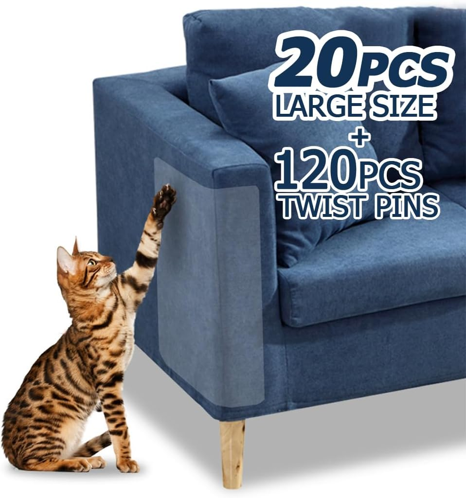 10 Pcs Furniture Protectors from Cats, Clear Self-Adhesive Cat Scratch Deterrent, Couch Protector 4 Pack X-Large (18"L 12"W) + 4 Pack Large (18"L 9"W) + 2 Pack (18"L 6"W) Cat Repellent for Furniture,