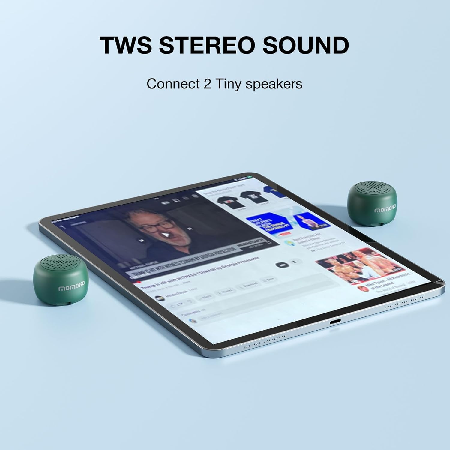 Momoho Mini Bluetooth Speaker - Small Size but Great Sound Quality,Photo Selfie Button & Answer Phone Calls,Bts0011 (Green)