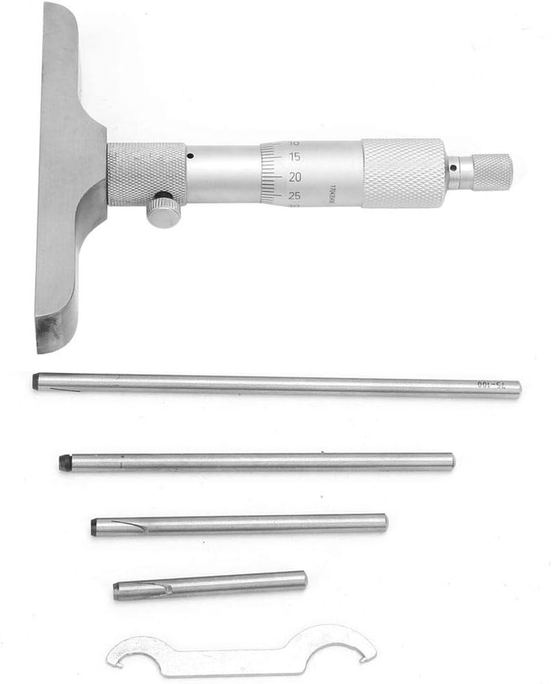 0.01Mm Vernier Depth Gauge, Professional Depth Micrometer Gauge, High Accuracy 5 Connecting Rods for Measuring Equipment Measuring Implement(0-100Mm 4 Inches) image number 5