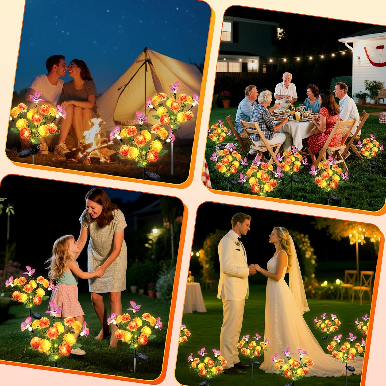 Qoosea Solar Lights for Outdoor Garden, Pack of 2, Hydrangea Solar Lamp with Swaying Butterfly, LED Solar Flower Lamp, IP65 Waterproof, Garden Lights Decoration for Garden, Fences, Wedding Party image number 2