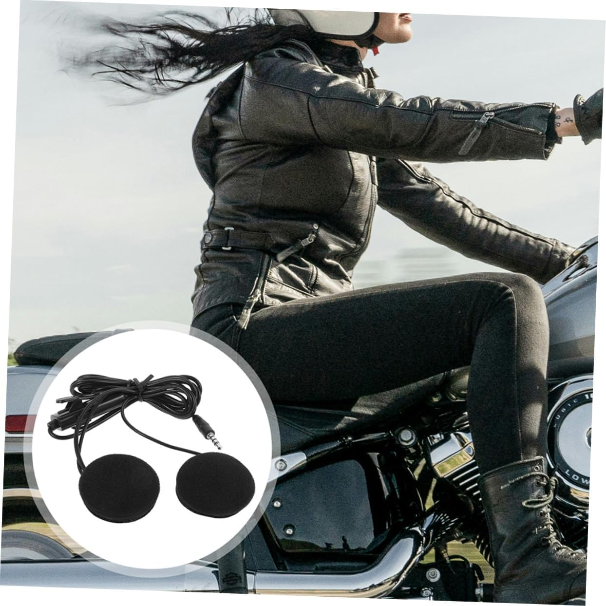 Cabilock 2Pcs Motorcycle Helmet Headphones Plug Black for Rider Gps Navigation and Outdoor Riding image number 4