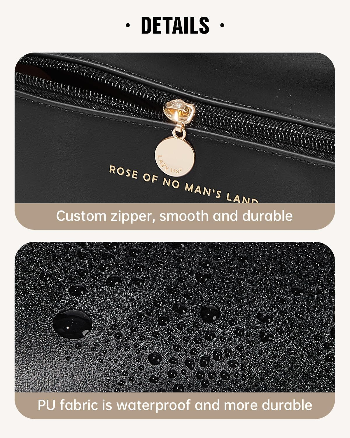 Travel Makeup Bag, Large Capacity Cosmetic Bags for Women, Waterproof Portable Pouch Open Flat Toiletry Bag, Make up Organizer with Divider and Handle (Black) image number 6