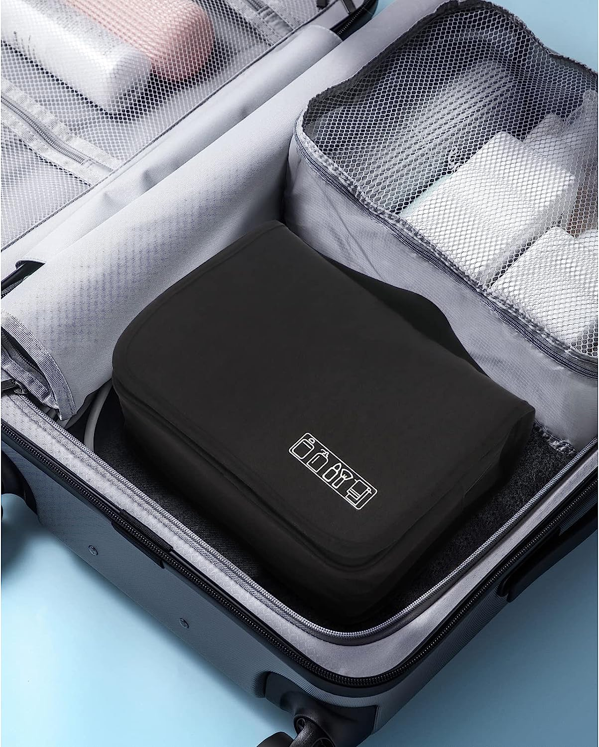 Simpolor Hanging Toiletry Bag, Large Capacity Men'S and Women'S Cosmetic Bag, Waterproof Portable, 23.5 X 9 X 19Cm, Black image number 6