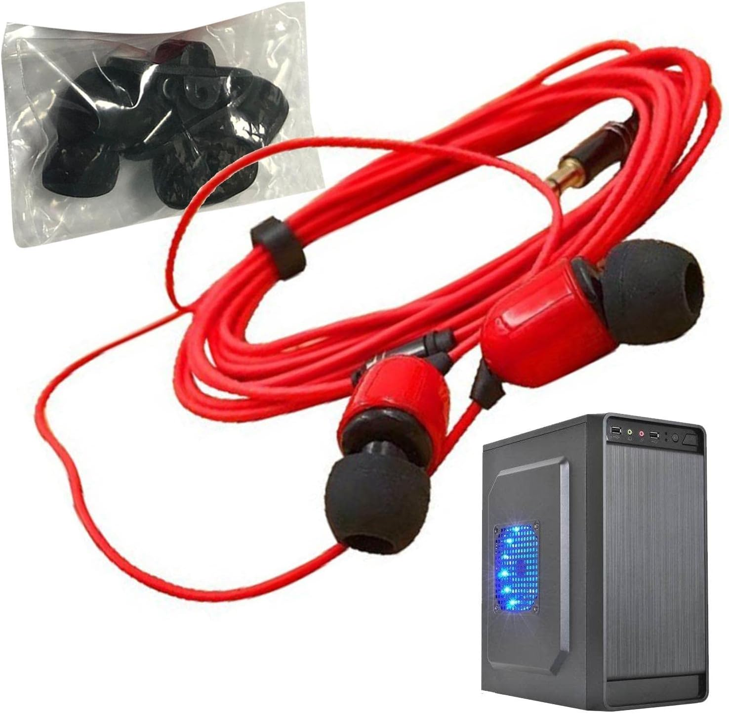 Ear Buds with Long Wired Cord | Wired in Ear Headphones with Microphone - Blocking Bass Ear Buds Headphones Corded for Long-Distance Usage for Computer And