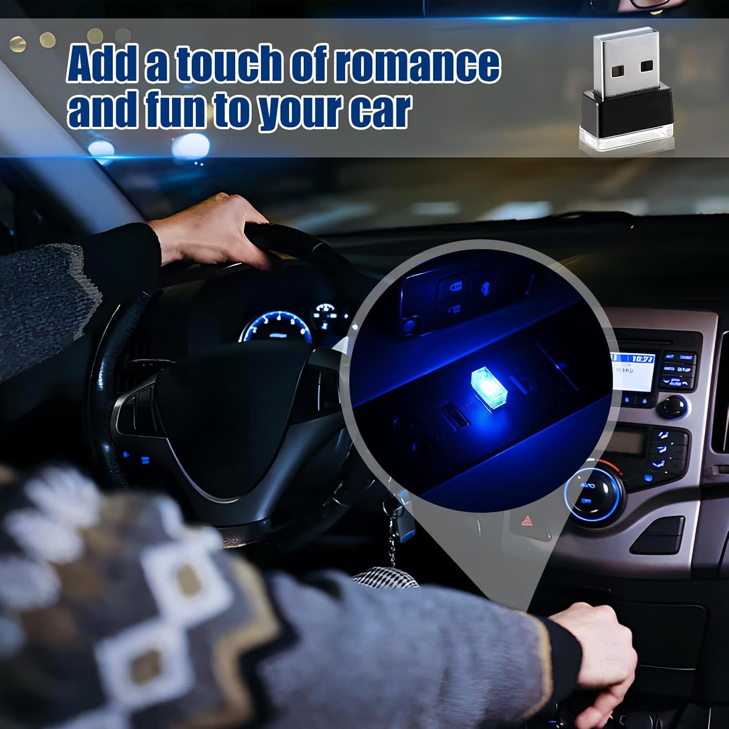 4 PCS USB LED Light, Automotive Interior Atmosphere Lamp, Car Mini USB Night Lights Decorative Light, Cool Car Interior Accessories Light for USB Interface(Blue) (Blue Light) image number 6