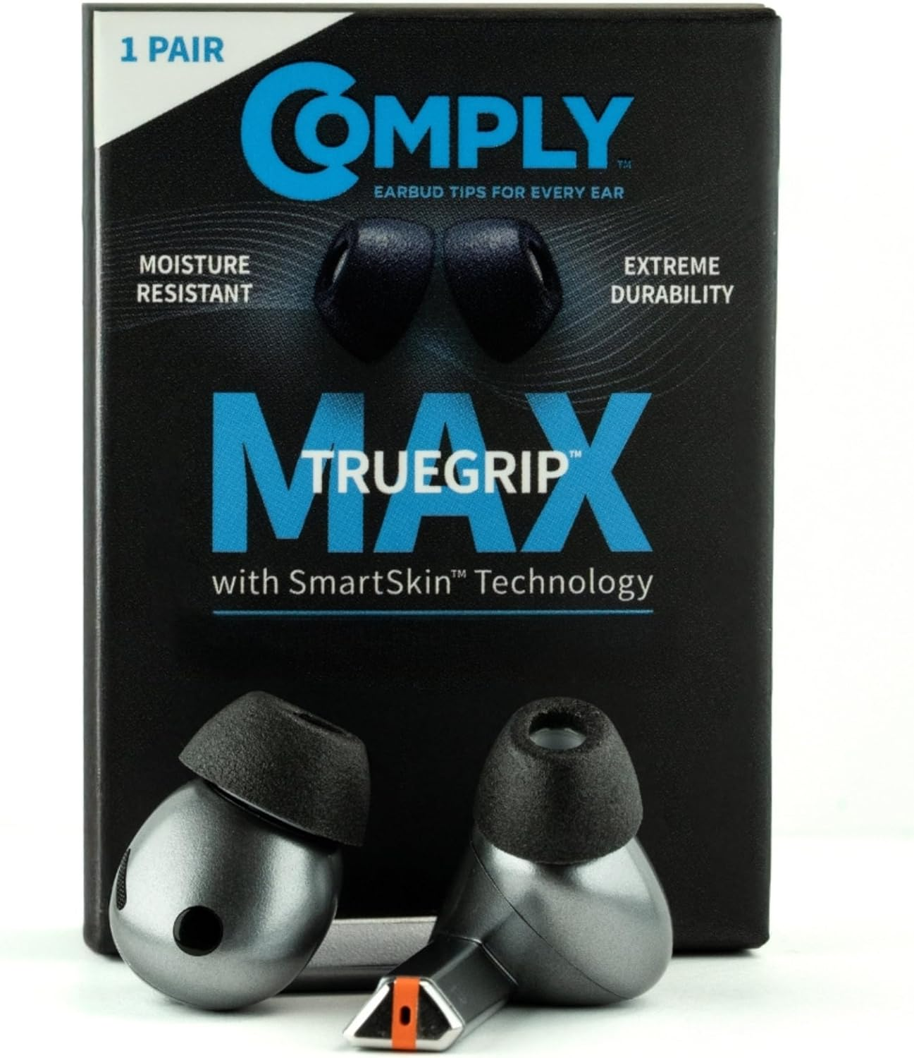 Comply Truegrip MAX | Premium Memory Foam Replacement Earbud Tips for Samsung Galaxy Buds3 Pro | Long Lasting Comfort, MAX Durability, Secure Fit, Superior Noise Isolation| Black (S/M/L) (3 Pairs)