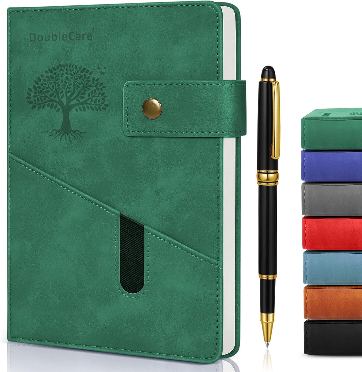 A5 Hardcover Vegan Leather with Divider, Hardcover Notebook with Pocket, Ruled Note Book Office School Supplies with Pen, Office, Business Trips, for Men Women (Pink)