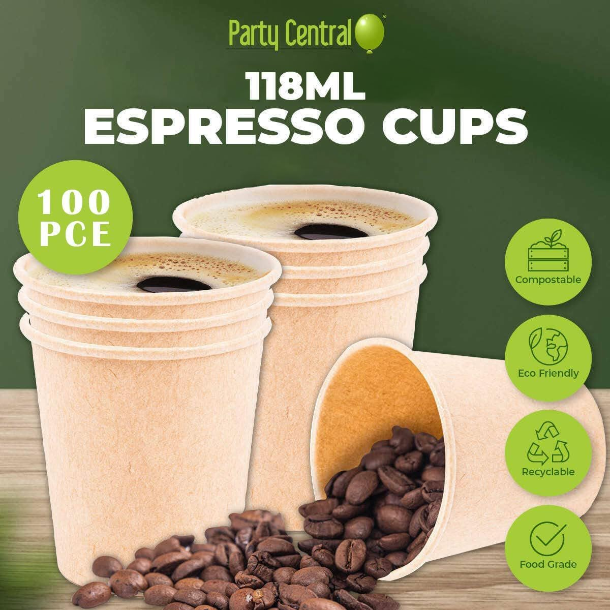 [100PCE] Party Central Eco-Friendly Paper Coffee Cups - 250Ml - Food Safe & BPA Free - Strong & Soak-Proof - Ideal for Hot Beverages, Juice & Snacks image number 5