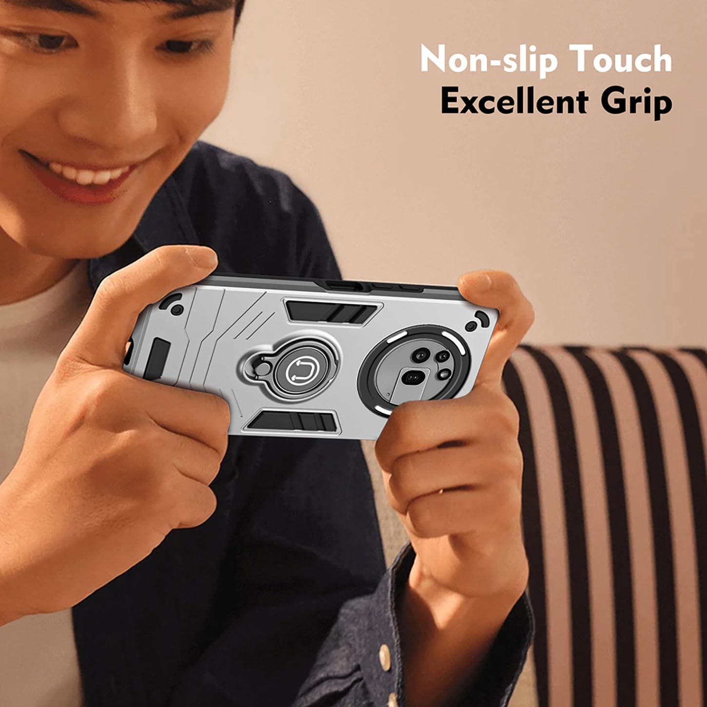 ILING Case for Nothing Phone (3A) Pro, Ultra Thin Matte Texture Hard PC Shockproof Armour Mobile Phone Case, Silicone TPU Bumper Protective Case with Ring Stand and Camera Protection (Silver) - Silver image number 4