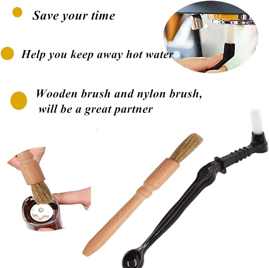 Dxary 5 Pieces Coffee Brush Set Professional Espresso Brush Kit Include Wooden Coffee Grinder Machine Cleaning Brush and Nylon Espresso Brush for Coffee Machine Group Head (5) image number 2
