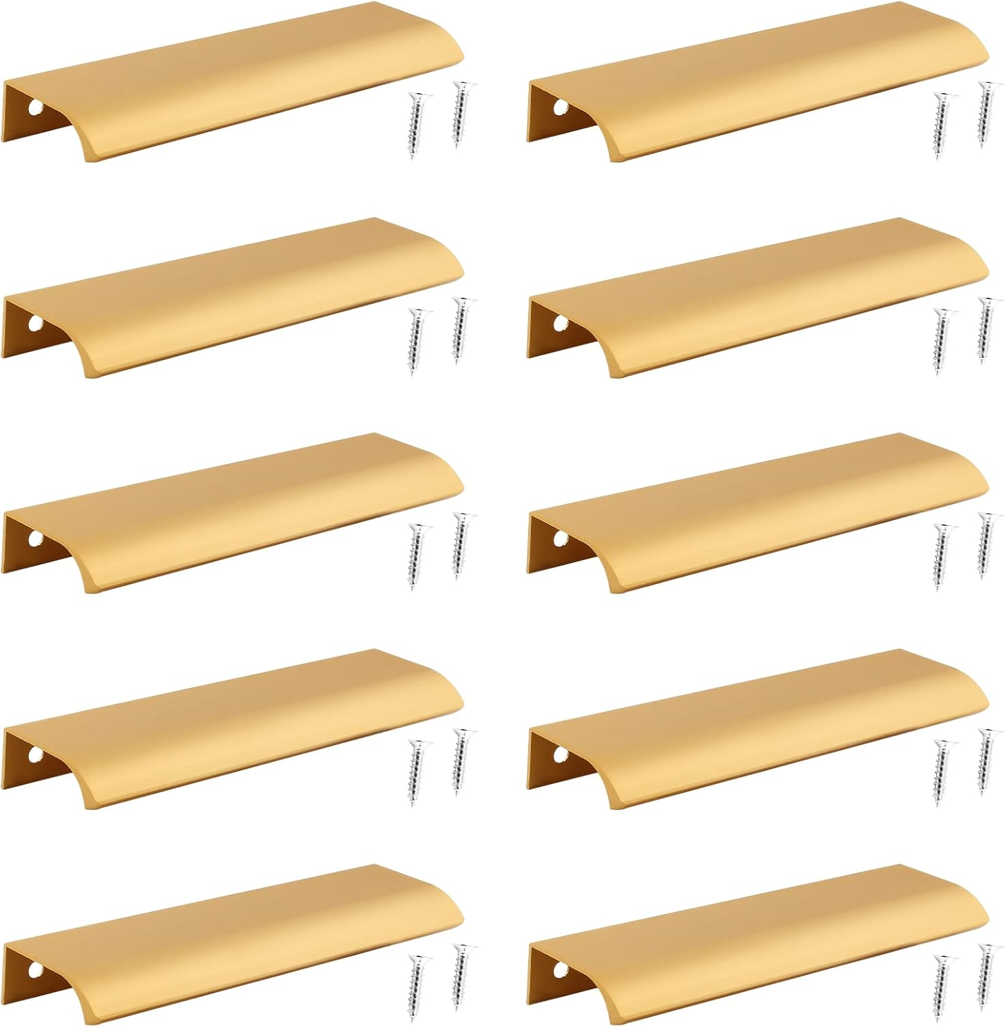 Auvotuis 10Pcs Modern Finger Edge Pulls, 120Mm/ 4.72Inch Aluminum Hidden Tab Pull Handles Black Concealed Finger Drawer Handles for Cabinet, Kitchen, Closet, Wardrobe, Door