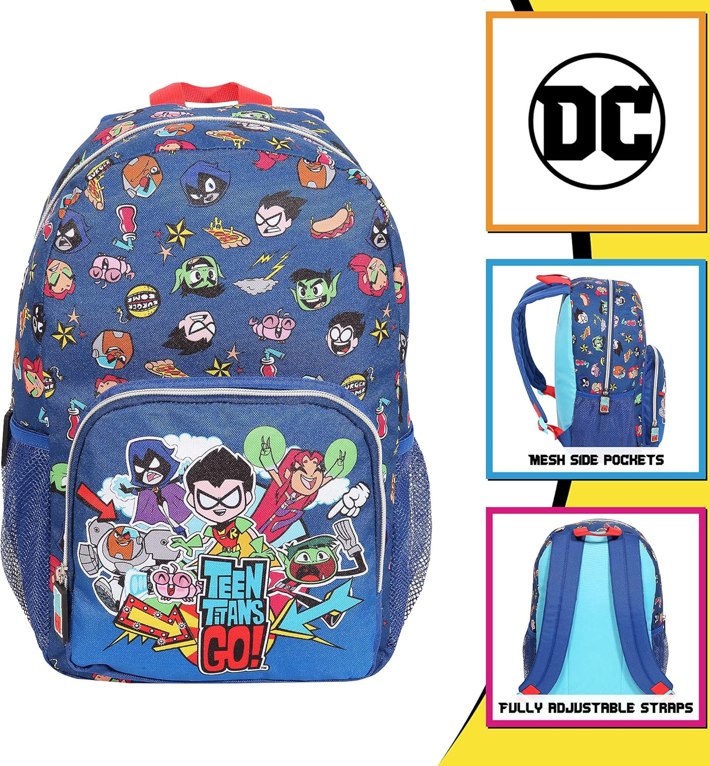 DC Teen Titans Go Characters Backpack, Kids, One Size, Multicoloured, Official Merchandise, Multicoloured, One Size