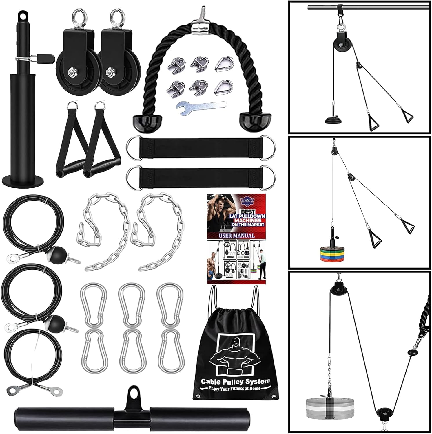 Cable Pulley System Gym Upgraded Home Strength Training Equipment Workout Accessories LAT Pull down Fitness for Triceps Pull down Biceps Curl Back Forearm Shoulder image number 6